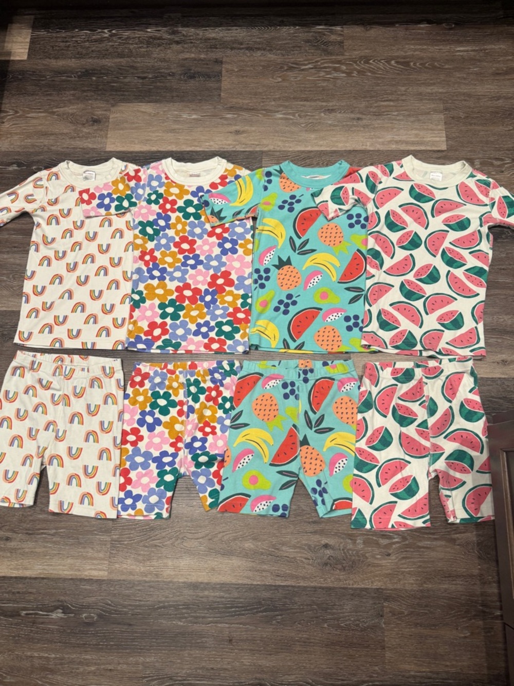 Hanna Andersson Kids Short Pajama Set - Rainbow, Floral, Fruit Prints